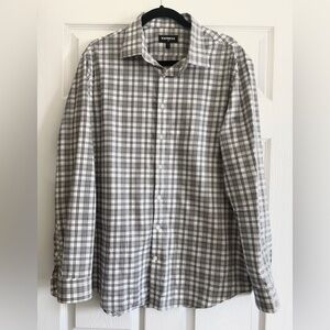 Express Monochrome Checkered Button Down Shirt